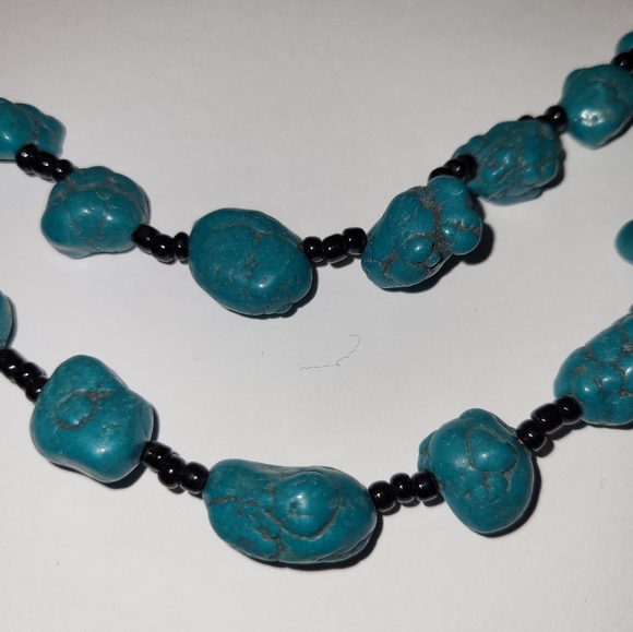 Vintage Chunky Turquoise Necklace 22" - Picture 3 of 5